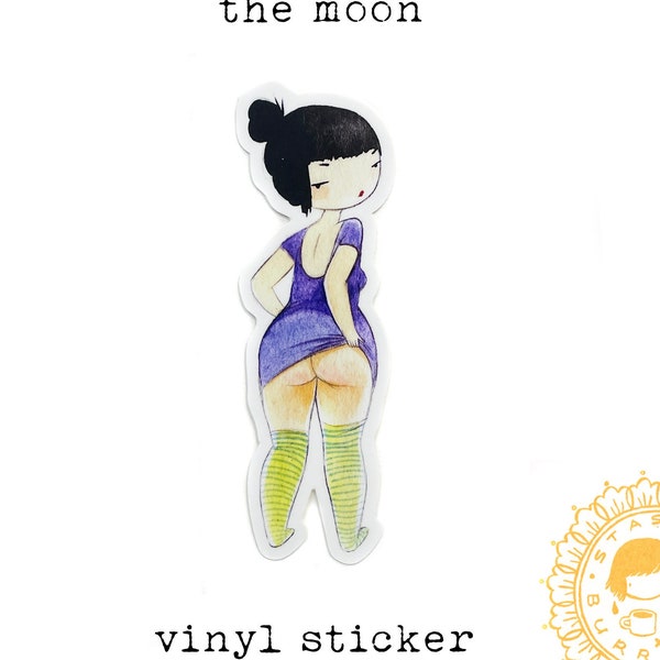 Vinyl Sticker - the Moon - cheeky flashing girl
