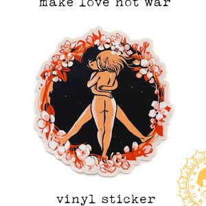 Vinyl Sticker - Make Love not War - Peace hippie artwork