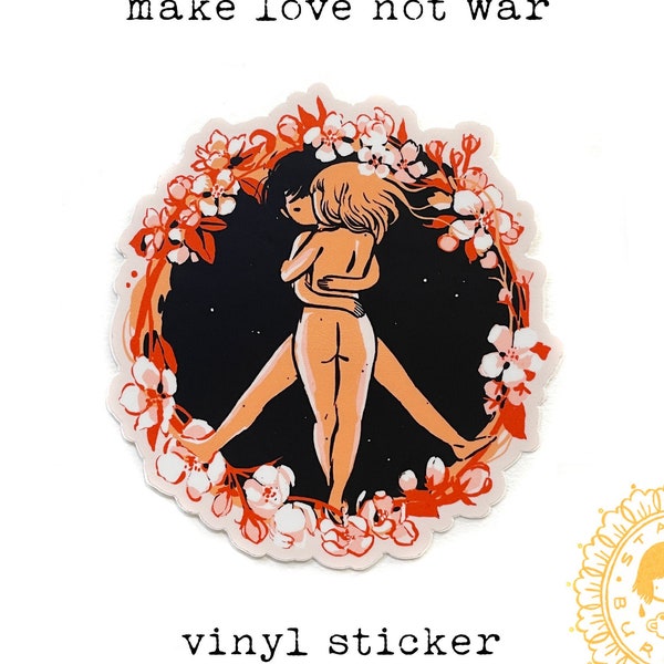 Vinyl Sticker - Make Love not War - Peace hippie artwork