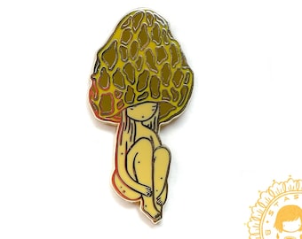 Morel Mushroom girl - hard enamel pin
