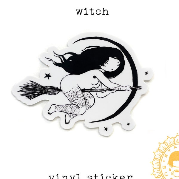 Witch Sticker - Little Hairy Woman - Wicca Pagan Free Spirit