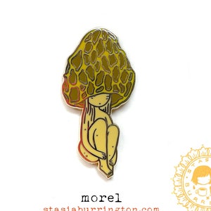 Morel Mushroom girl hard enamel pin image 1