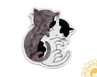 Vinyl Sticker - Kitty Hug - Cat Spoon