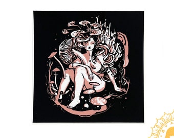 Vinyl Sticker - Dirt Queen - Mushroom goddess