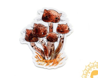 Meowshroom Sticker - Honeys - Little Brown Cat Mushrooms