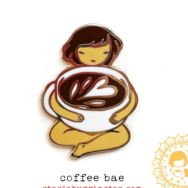 Coffee Bae enamel pin - ultra cute coffee lover pin