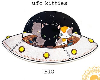 Vinyl Sticker - UFO Kitties - space cats