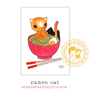 Carte postale - Chat Ramen - Mini print - 5x7