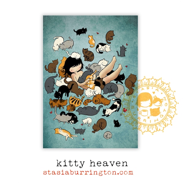 Postcard - Kitty Heaven - Mini print - 5x7