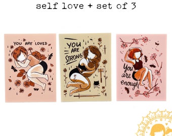 Vinyl Sticker set - Self care - You are loved - You are enough - You are strong