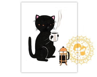 8x10 Print - Coffee Cat