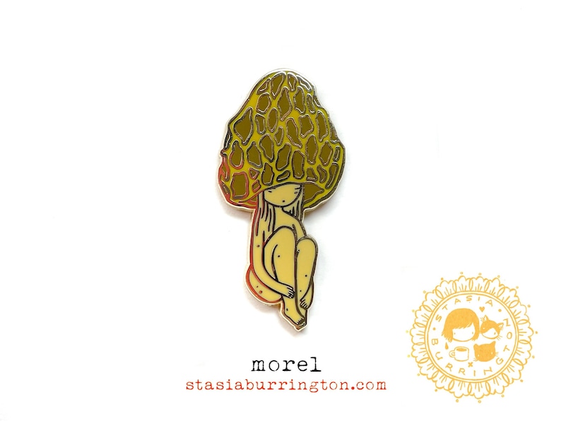 Morel Mushroom girl hard enamel pin image 1