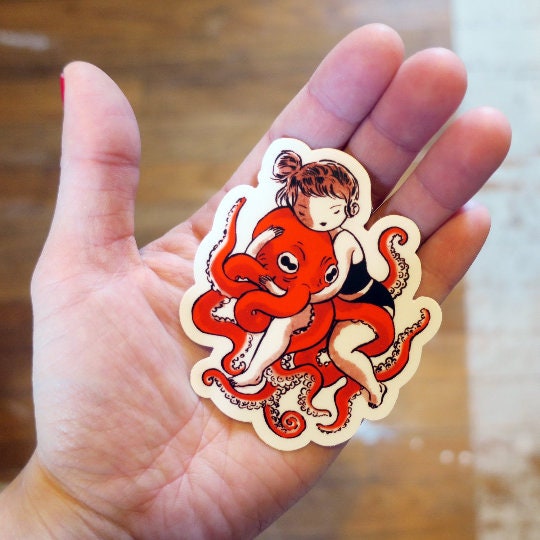 Vinyl Sticker - Octopus Hug