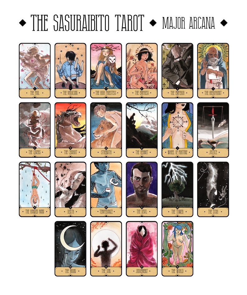 The Sasuraibito Tarot 78 Card Deck and booklet Ninth Printing image 5