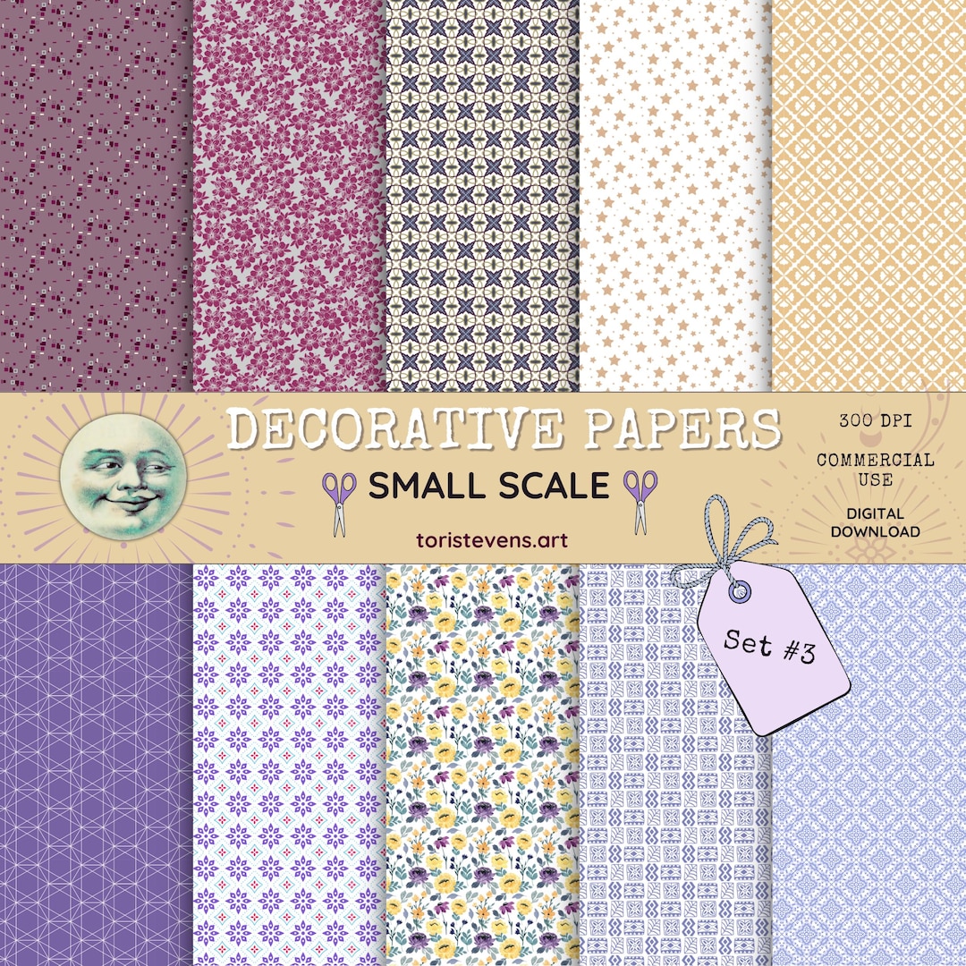 Decorative Papers Set 3, Small Scale With 10-page Printable PDF - Etsy