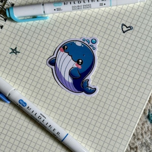 Süßer Walaufkleber | Ozean-inspirierter Vinyl-Aufkleber | Kawaii Aufkleber