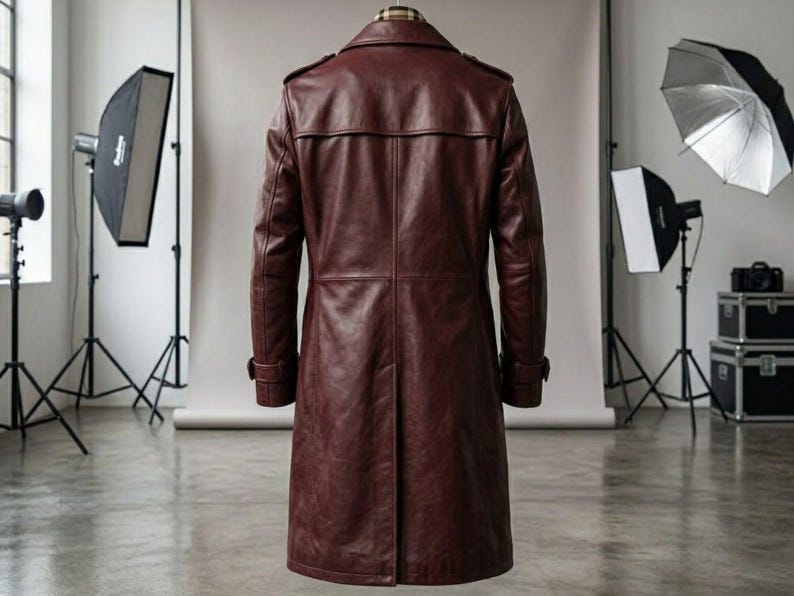 Handmade Burgundy Leather Coat