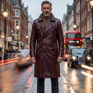 Handmade Burgundy Trench Coat