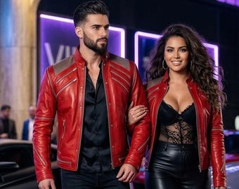 MJ Beat It Red Leather Jacket – Handmade Pop King Costume Cosplay
