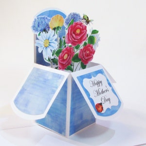 All Occasions Card, Floral Pop-up Card, Unique 3D Box Card, Handmade Greeting Card, Flower Bouquet image 3