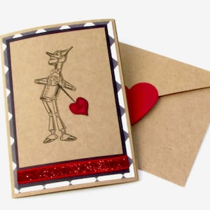 Tarjeta hecha a mano del Hombre de hojalata del Mago de Oz, tarjeta del décimo aniversario, tarjeta de trasplante de corazón
