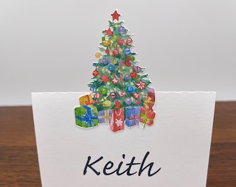 Christmas Tree Place Cards, Name Place Cards, Personalized Holiday Table Place Settings, Custom Christmas Table Decor