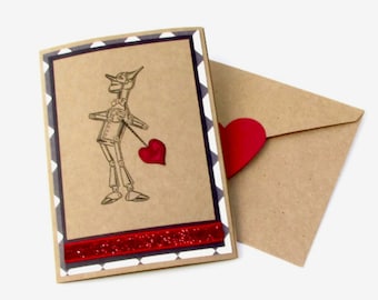 Wizard of Oz Tin Man Card, 10th Anniversary, Handmade Love Card