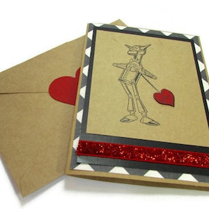 Tarjeta hecha a mano del Mago de Oz, Tarjeta personalizada del 10º aniversario de estaño, Tarjeta de cirugía de trasplante de corazón