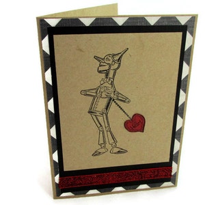 Tarjeta hecha a mano del Mago de Oz, tarjeta personalizada en hojalata del décimo aniversario, tarjeta para cirugía de trasplante de corazón