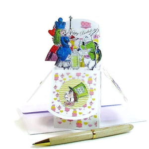 Alice nel Paese delle Meraviglie Card, 3D Pop Up Card, Very Merry Unbirthday