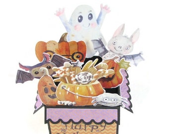 Cute Halloween Card Handmade, Pop Up Card For Kids, Explode Box Card