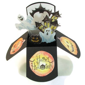 Carte d'Halloween faite main, meilleure carte pop-up, maison hantée carte de voeux joyeux Halloween