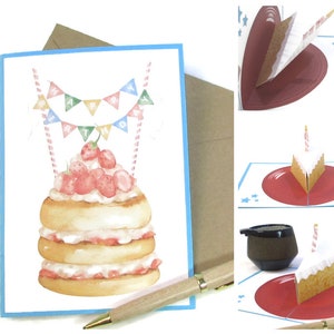 Geburtstag Pop-up-Karte, Pop-up-Karten Geburtstag, Scheibe Kuchen Geburtstagskarte, Geburtstagskarte beste Freund, alles Gute zum Geburtstag Karte, Unisex-Thema Bild 1