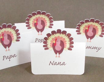Personalized Turkey Thanksgiving Place Cards, Table Decor
