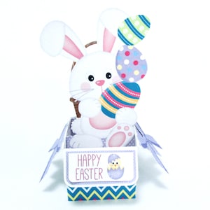 Carte 3D Lapin de Pâques avec des oeufs, carte de lapin pour les enfants, cartes de Joyeuses Pâques, carte pop-up personnalisée