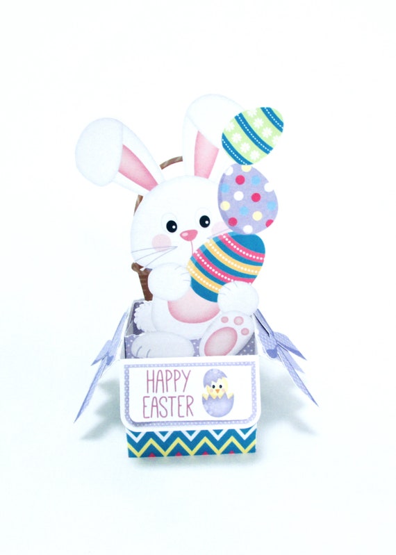 Biglietti Di Pasqua 3D Pop-Up Con Coniglietto E Cestino Di Uova - Set Con Busta - Cartoncino Colorato Per Bambini E Adulti
