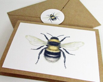 Eco Friendly Bee Thank You Card, Handmade Stationery