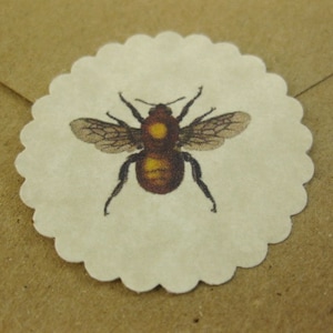 Vintage Bee Stickers Eco-Friendly Envelope Seals Set of 24
