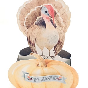 3D-pop-upkaart Thanksgiving herfst, handgemaakte handgemaakte wenskaarten Turkije en pompoen