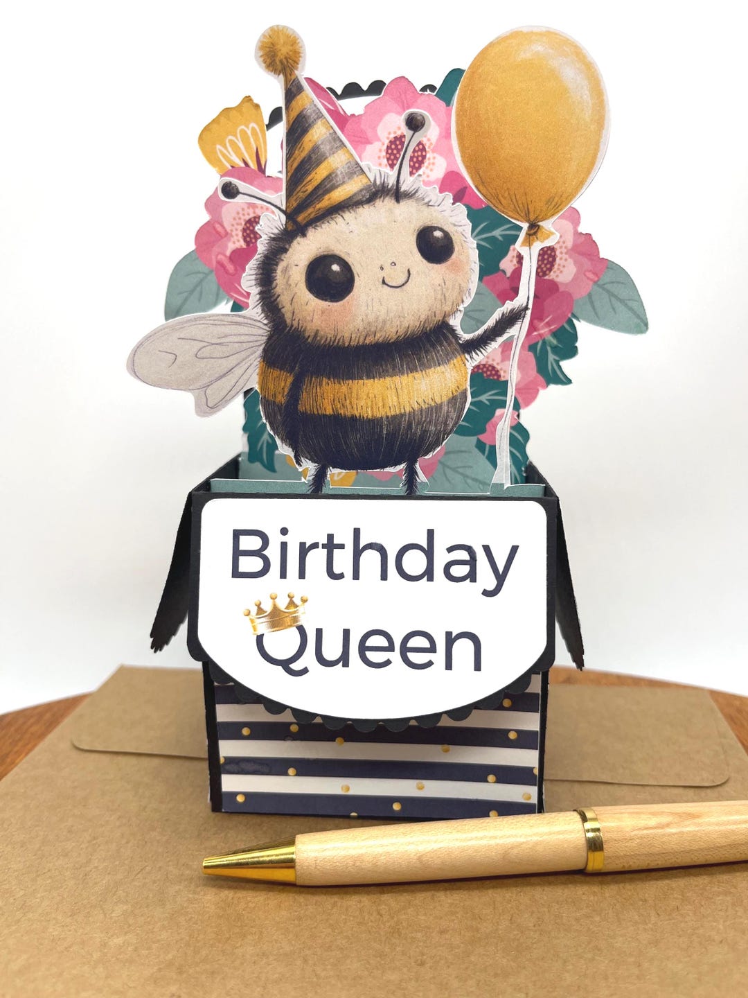 Personalized Queen Bee Pop-up Birthday Card - Handmade - Etsy