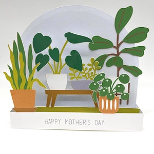 Carte de fête des mères heureuse pour les amoureux des plantes, carte pop-up souvenir personnalisée joyeux anniversaire 3D