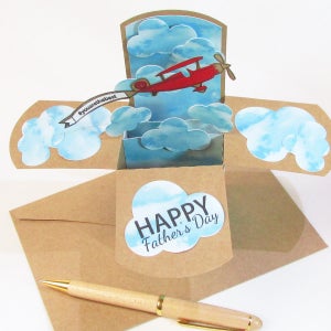 Pop Up Airplane Birthday Card, Airplane with Banner Card, Gift for Pilot, Gift Card Holder image 5