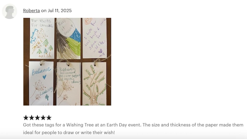 Wish Tree Tags, Eco Friendly Recycled Card Stock, Hemp Cording, Personalized Wish Cards image 4
