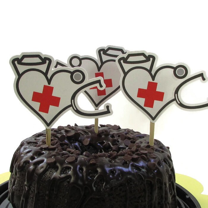 Nurse Graduation Cupcake Toppers Nurse Graduation Cap Cake Etsy