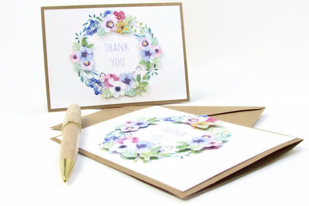 Thank You Card Set Handmade With Envelopes Set of 6 Cards - Etsy