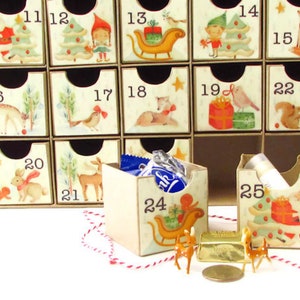 Personalized Woodland Santa and Animals Advent Calendar, Keepsake Countdown Kid's Holiday Activity, Free USPS Priority Shipping