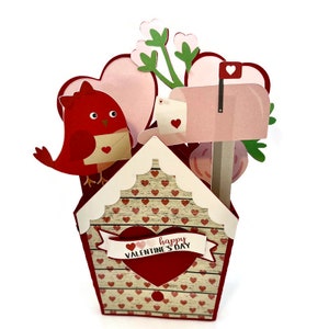 Tarjeta con forma de caja de pajarera en 3D para San Valentín, personalizable