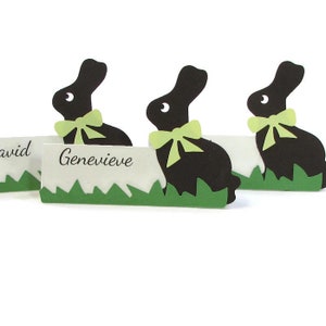 Chocolate Easter Bunny Place Cards, Spring Table Favors, Personalized Place Cards, Buffet Cards, Eco Friendly, Free Standing place cards image 9