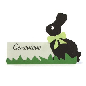 Chocolate Easter Bunny Place Cards, Spring Table Favors, Personalized Place Cards, Buffet Cards, Eco Friendly, Free Standing place cards image 6