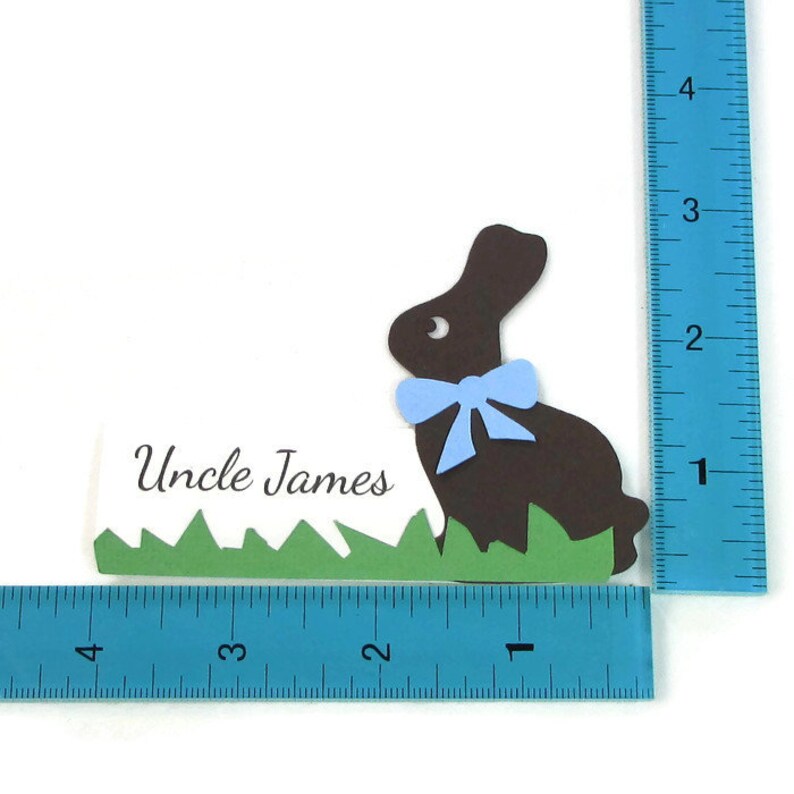 Chocolate Easter Bunny Place Cards, Spring Table Favors, Personalized Place Cards, Buffet Cards, Eco Friendly, Free Standing place cards image 4